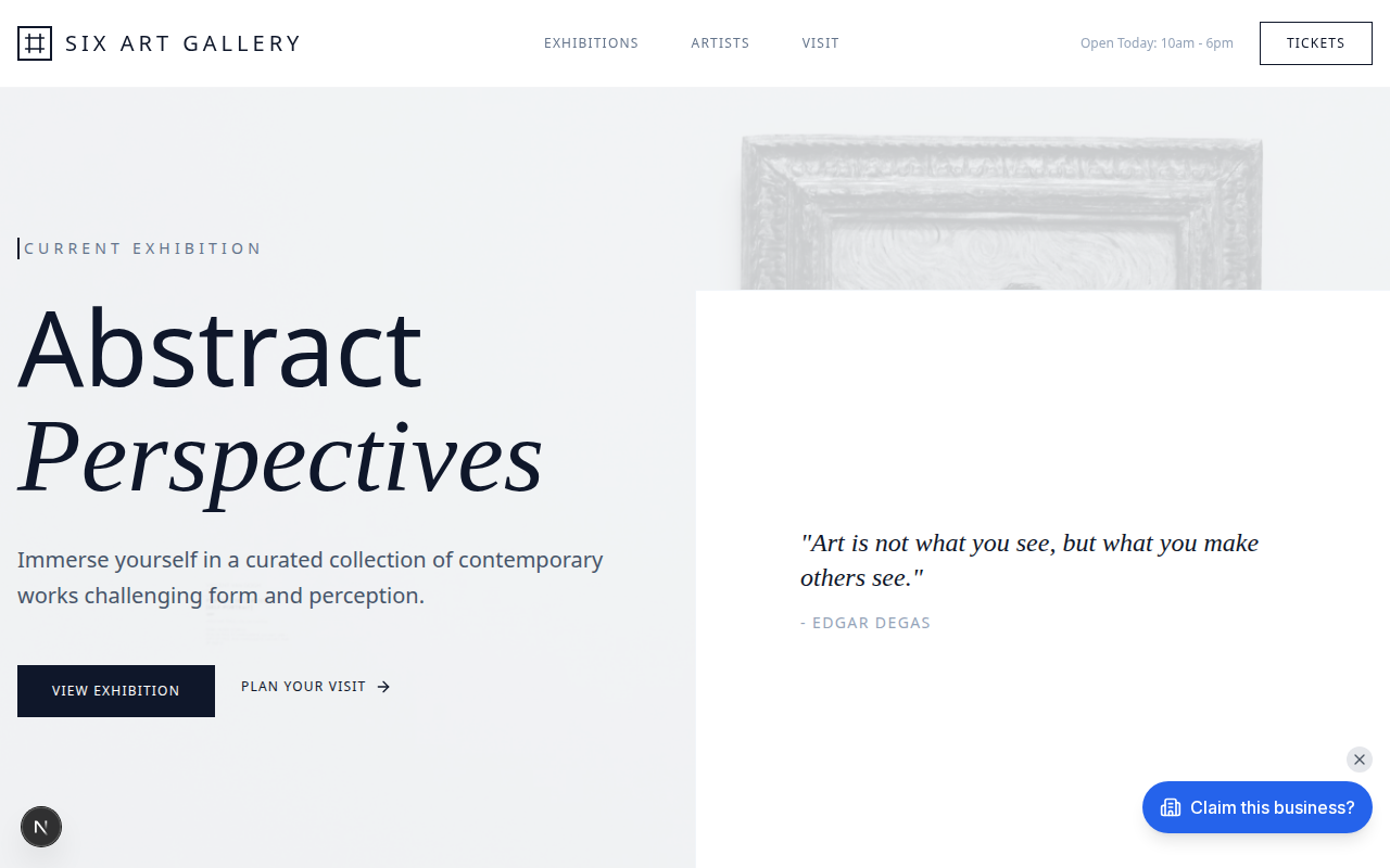 Modern Art Gallery website design