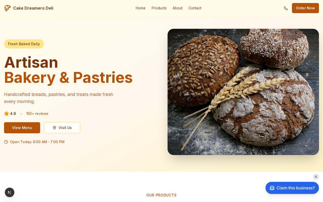 Cake Dreamers Deli website design