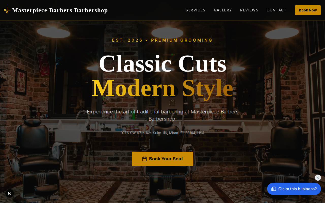 Masterpiece Barbers website redesign