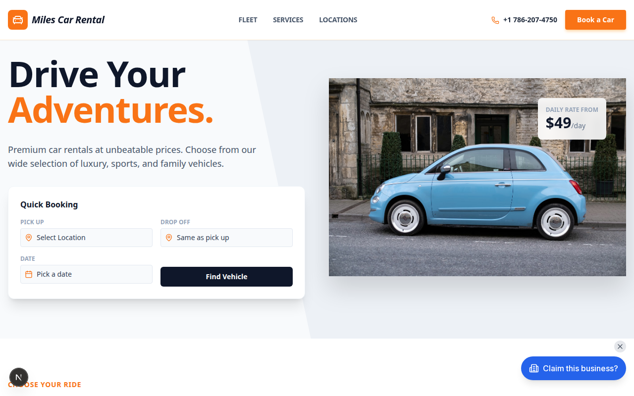 Express Car Rental website design