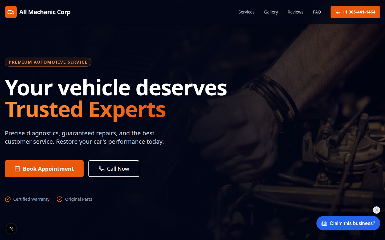 Master Mechanics website design