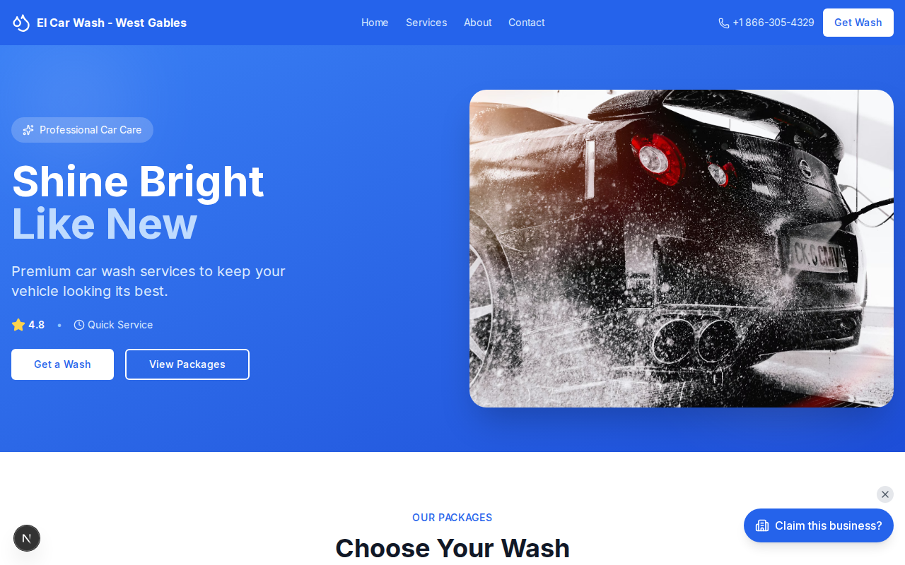 Premium Auto Wash website design