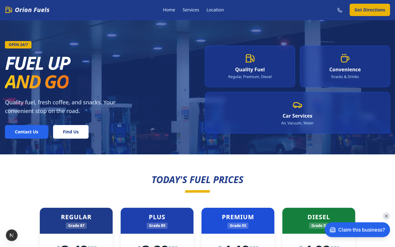 QuickFuel Station website design