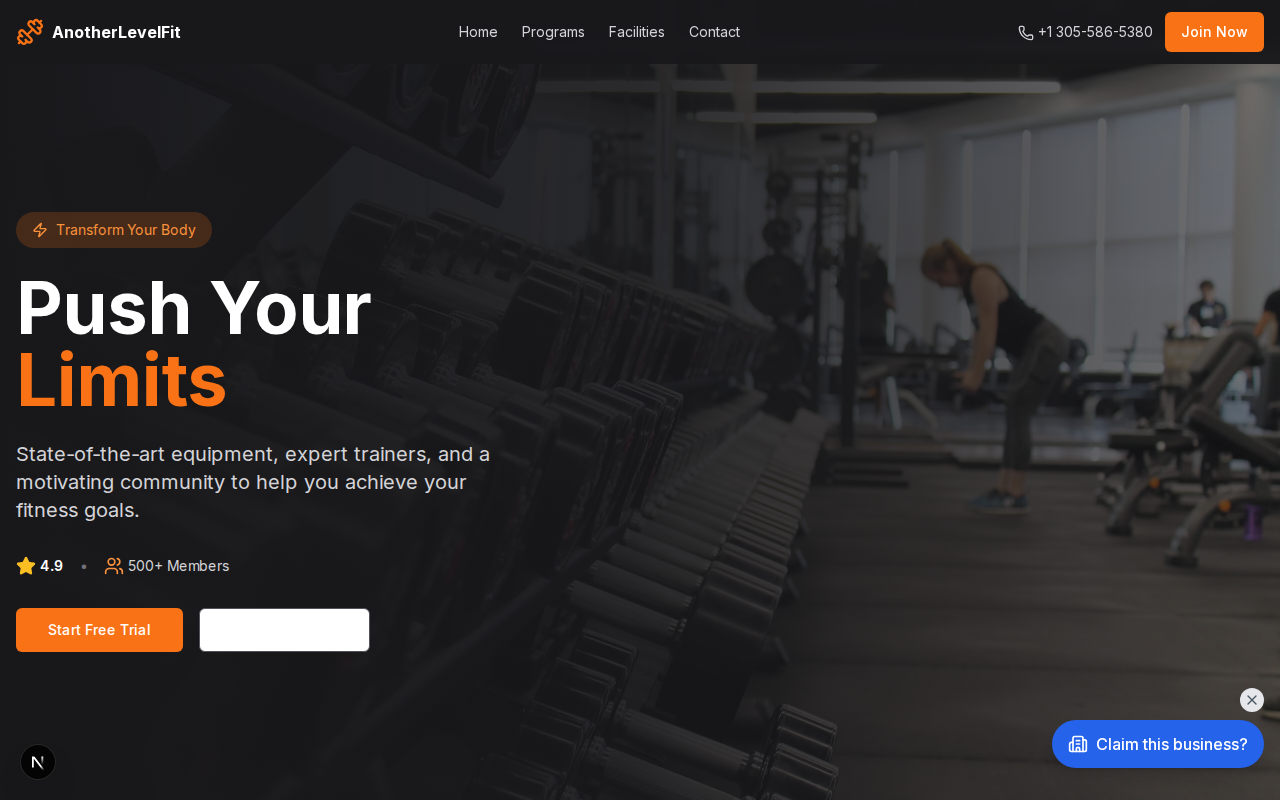 AnotherLevelFit website design