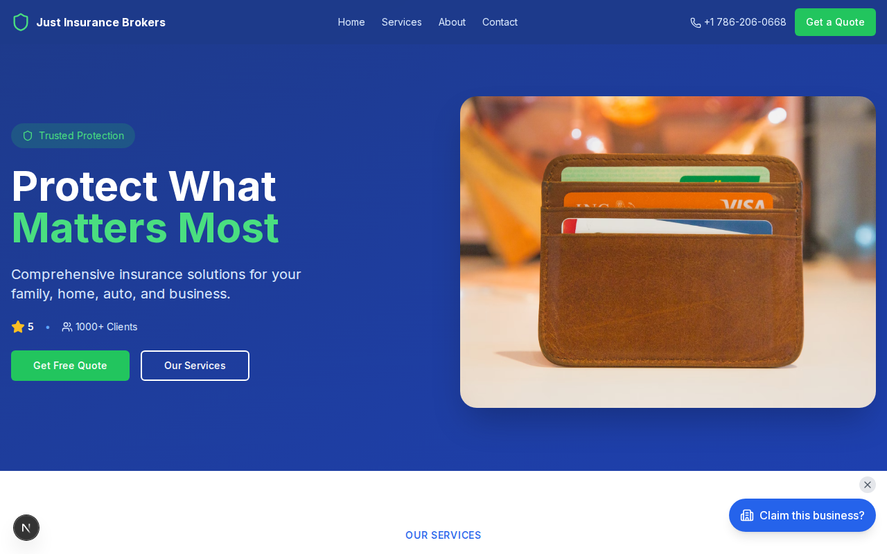 Just Insurance Brokers website design
