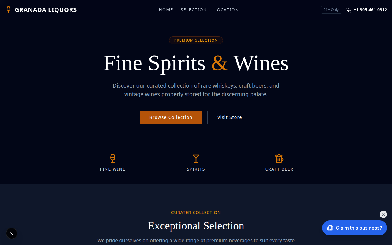 Premium Spirits website design